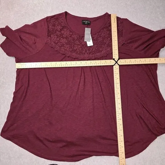 Lane Bryant Swing Collection 26/28 4X Burgundy Lace Top NWT Curvy Summer Spring - Picture 4 of 8
